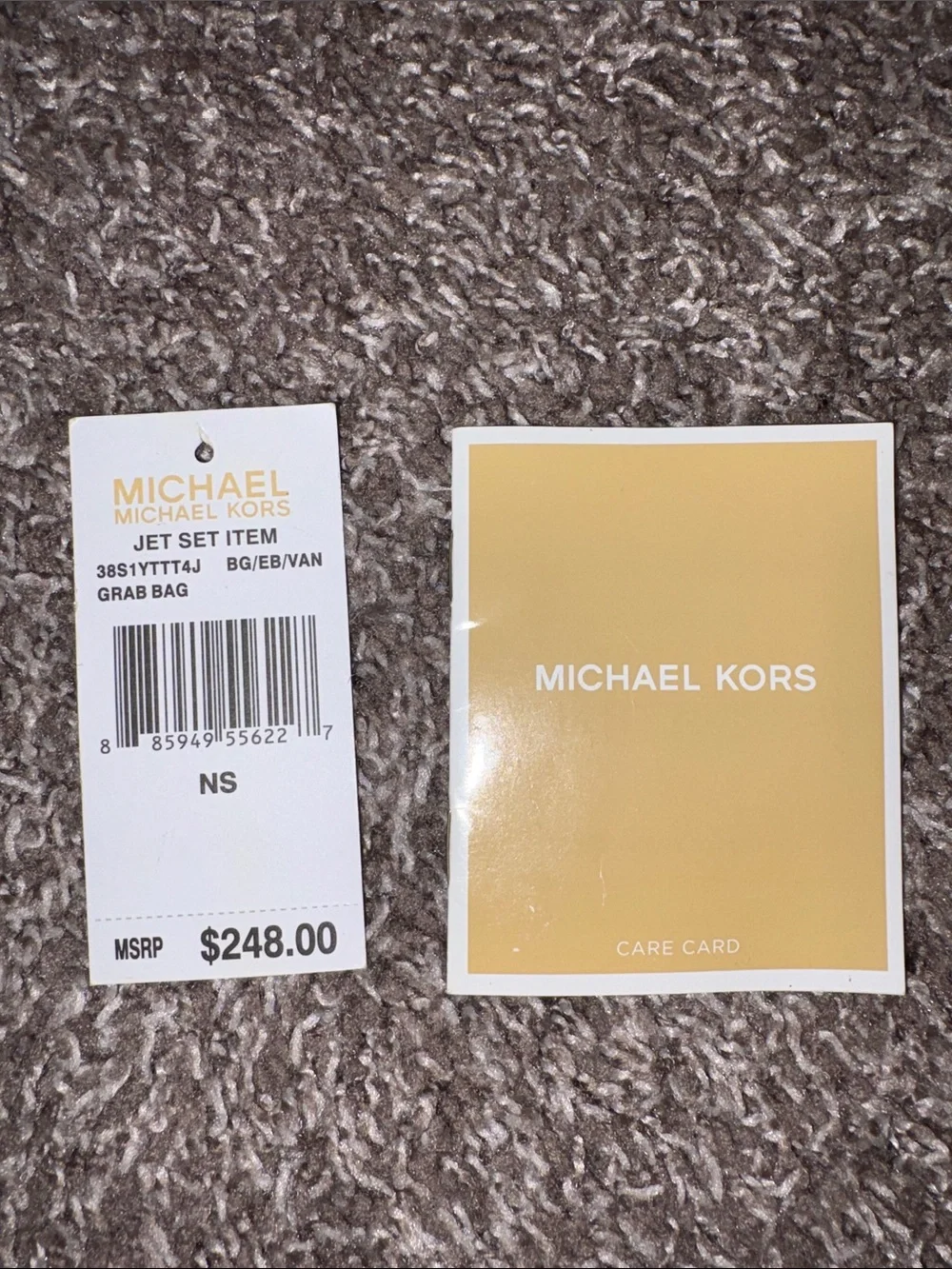 Authentic Michael Kors Brown MK Logo Tote with White Straps